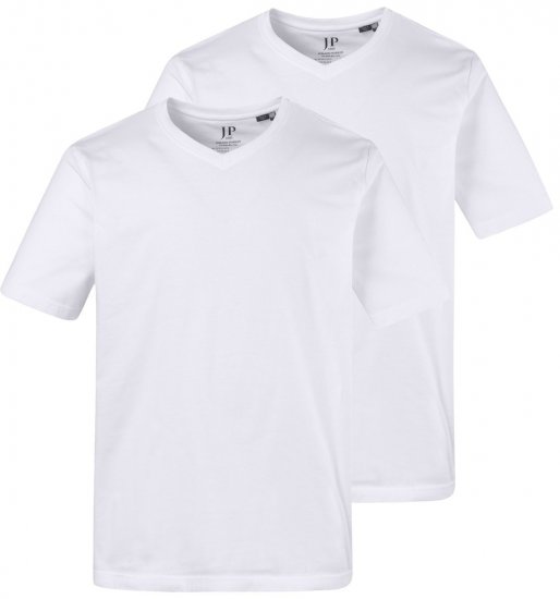 JP1880 711318 V-kaelusega T-särk 2 tk Valge - T-särgid - Suured T-särgid 2XL – 14XL