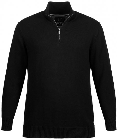 JP1880 716842 Poolluku kootud kampsun Must - Sviitrid ja dressipluusid - Meeste suured kapuutsiga jakid suurustes 2XL – 14XL