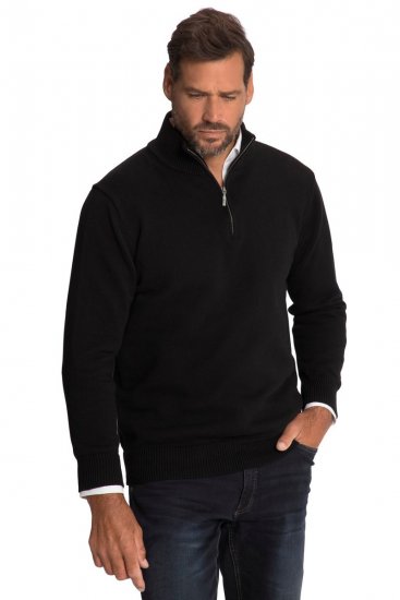 JP1880 716842 Poolluku kootud kampsun Must - Sviitrid ja dressipluusid - Meeste suured kapuutsiga jakid suurustes 2XL – 14XL