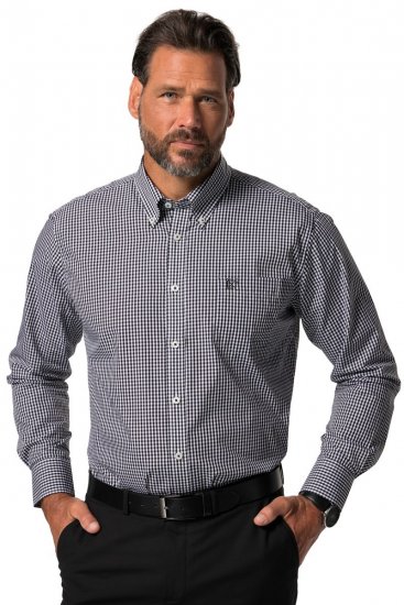 JP1880 722859 Pika varrukaga ruuduline särk Must - Särgid - Meeste suured särgid 2XL – 8XL