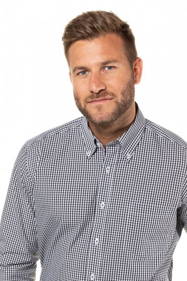 JP1880 722859 Pika varrukaga ruuduline särk Must - Särgid - Meeste suured särgid 2XL – 8XL