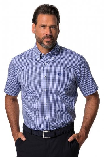 JP1880 722860 Lühikeste varrukatega ruuduline särk Helesinine - Särgid - Meeste suured särgid 2XL – 8XL