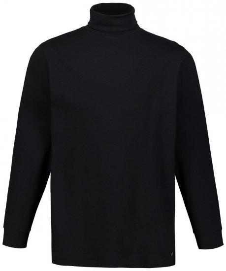 JP1880 723303 Pika varrukaga rullkraega särk Must - Sviitrid ja dressipluusid - Meeste suured kapuutsiga jakid suurustes 2XL – 14XL