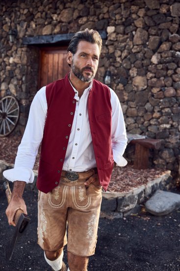 JP1880 Premium Goat Suede Staghorn Embroidery Shorts Leather Brown - Lühikesed püksid - Lühikesed Püksid suured suurused: W40-W60