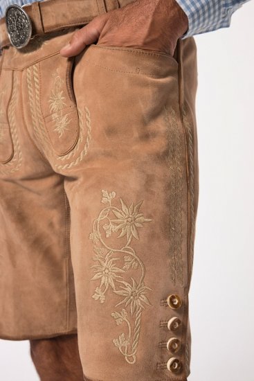 JP1880 Premium Goat Suede Staghorn Embroidery Shorts Leather Brown - JP1880 - JP1880 Meeste Riided Suurtes Suurustes