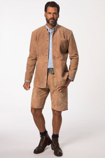 JP1880 Premium Goat Suede Staghorn Embroidery Shorts Leather Brown - JP1880 - JP1880 Meeste Riided Suurtes Suurustes