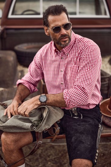 JP1880 Modern Fit Button-Down Collar Long Sleeve Check Shirt Light Red - Särgid - Meeste suured särgid 2XL – 8XL