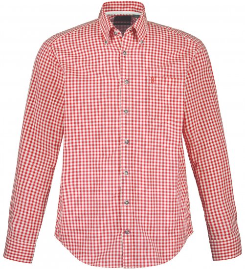 JP1880 Modern Fit Button-Down Collar Long Sleeve Check Shirt Light Red - Särgid - Meeste suured särgid 2XL – 8XL