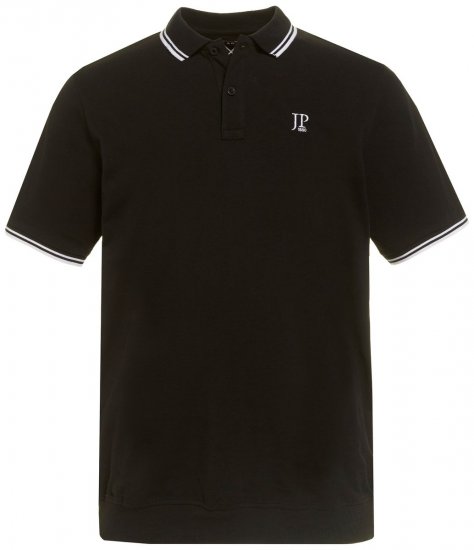 JP1880 802789 Polosärk valge kontrastkraega Must - Polosärgid - Meeste suured polosärgid 2XL – 8XL