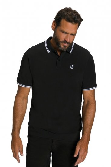JP1880 802789 Polosärk valge kontrastkraega Must - Polosärgid - Meeste suured polosärgid 2XL – 8XL