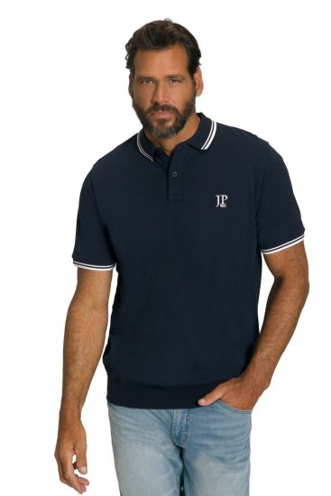JP1880 802789 Polosärk valge kontrastkraega Tumesinine - Polosärgid - Meeste suured polosärgid 2XL – 8XL
