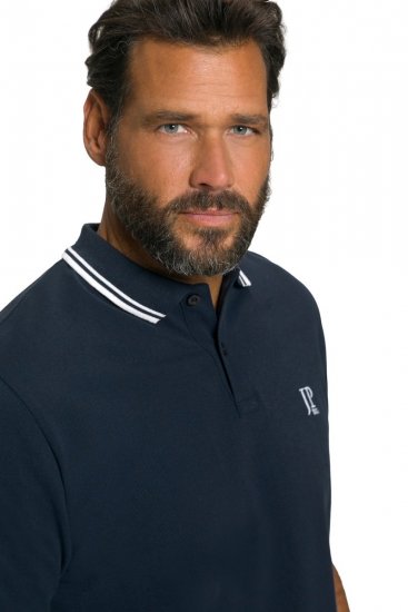 JP1880 802789 Polosärk valge kontrastkraega Tumesinine - Polosärgid - Meeste suured polosärgid 2XL – 8XL