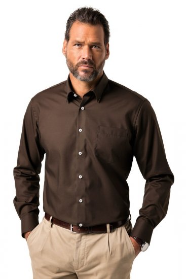 JP1880 Shirt Business Long Sleeve Brown - Särgid - Meeste suured särgid 2XL – 8XL