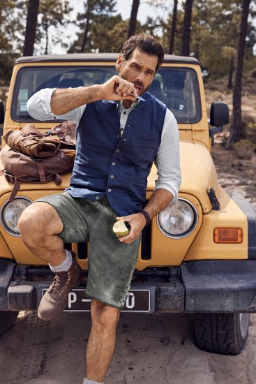 JP1880 Mottled Stretch Knit Stand-up Collar Vest Navy Blue - Jakid ja joped - Joped, suured suurused: 2XL – 12XL