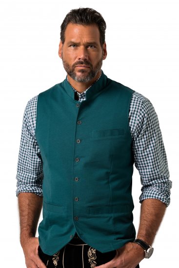 JP1880 Mottled Stretch Knit Stand-up Collar Vest Turquoise Blue - Trachten & Oktoberfest - Oktoberfesti riided suurtes suurustes (Trachten)