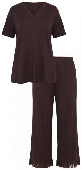 Ulla Popken 806944 Lühikeste varrukatega pidžaama Pruun - Pidžaama/Loungewear - 