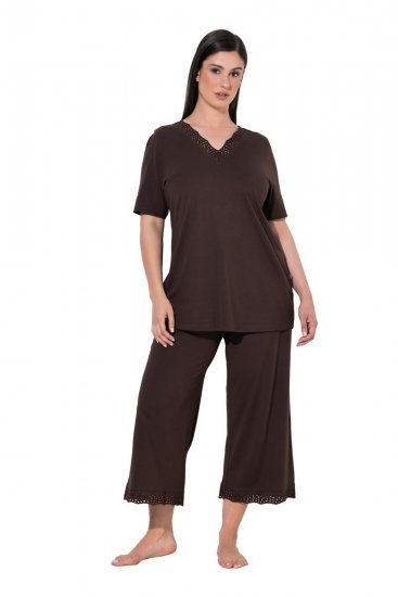 Ulla Popken 806944 Lühikeste varrukatega pidžaama Pruun - Pidžaama/Loungewear - 