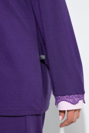 Ulla Popken 812441 Pitsiga pikkade varrukatega pidžaama Kuningassinine - Pidžaama/Loungewear - 