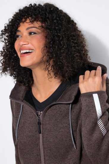 Ulla Popken 812880 Teddy-fliisiga kootud fliisjakk Taupe - Fleece riided - 