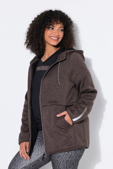 Ulla Popken 812880 Teddy-fliisiga kootud fliisjakk Taupe - Fleece riided - 