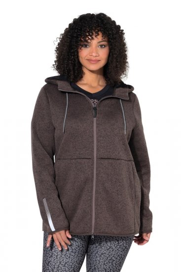 Ulla Popken 812880 Teddy-fliisiga kootud fliisjakk Taupe - Fleece riided - 