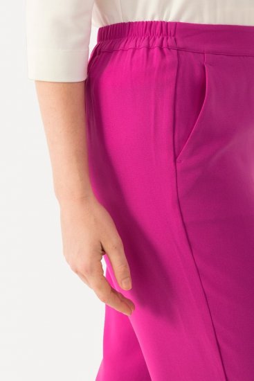 Ulla Popken 813306 Laiad kummiga värvliga ülikonnapüksid Magenta - Kangapüksid - Naiste laiade säärtega kangaspüksid