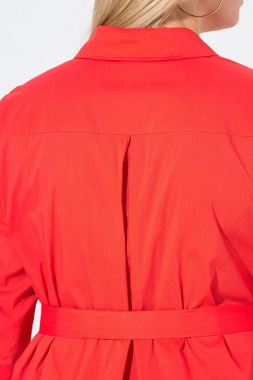 Ulla Popken 815217 Sõlmitava vööga A-lõikega särkkleit Roosa - Midikleidid - Plusssuuruses midikleidid