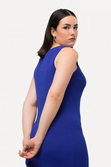 Ulla Popken 817591 V-kaelusega kootud kleit Sinine - Kootud kleidid - 