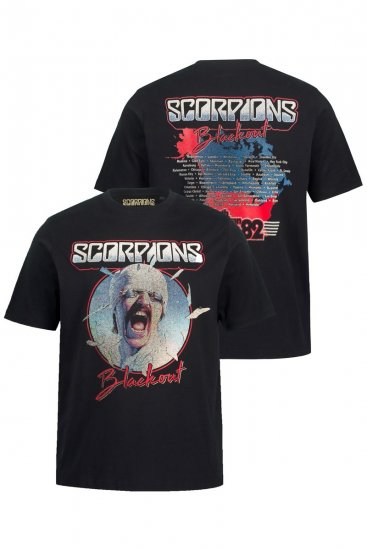 JP1880 Scorpions Blackout Graphic Comfort Fit Band T-Shirt Black - T-särgid - Suured T-särgid 2XL – 14XL