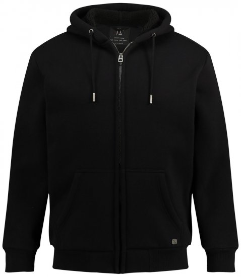 JP1880 820464 Kapuutsiga jakk teddy-voodriga Must - Sviitrid ja dressipluusid - Meeste suured kapuutsiga jakid suurustes 2XL – 14XL
