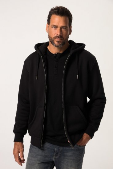 JP1880 820464 Kapuutsiga jakk teddy-voodriga Must - Sviitrid ja dressipluusid - Meeste suured kapuutsiga jakid suurustes 2XL – 14XL