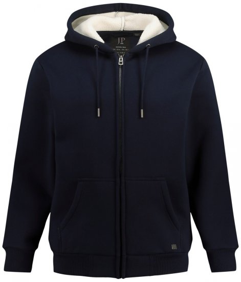 JP1880 820464 Kapuutsiga jakk teddy-voodriga Tumesinine - Sviitrid ja dressipluusid - Meeste suured kapuutsiga jakid suurustes 2XL – 14XL