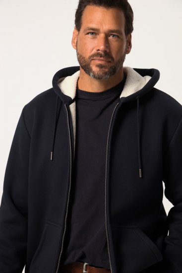 JP1880 820464 Kapuutsiga jakk teddy-voodriga Tumesinine - Sviitrid ja dressipluusid - Meeste suured kapuutsiga jakid suurustes 2XL – 14XL
