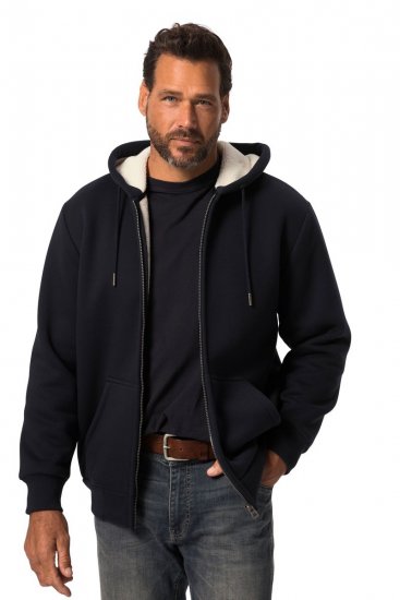 JP1880 820464 Kapuutsiga jakk teddy-voodriga Tumesinine - Sviitrid ja dressipluusid - Meeste suured kapuutsiga jakid suurustes 2XL – 14XL