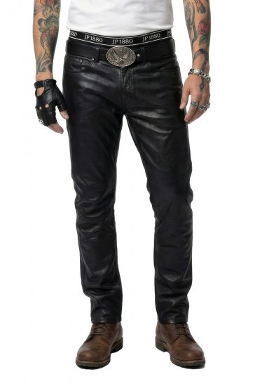 JP1880 Leather Pants Regular Fit Finest Lamb Nappa Black - Teksad ja püksid - Meeste suured teksad W40 – W70