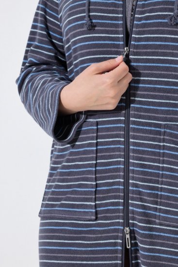 Ulla Popken 821543 Triibuline frotee-hommikumantel Antratsiit - Hommikumantlid - 