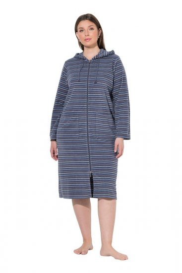 Ulla Popken 821543 Triibuline frotee-hommikumantel Antratsiit - Hommikumantlid - 