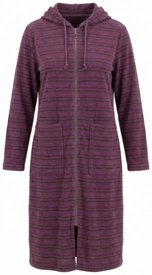 Ulla Popken 821543 Tõmblukuga triibuline frotee-hommikumantel Pruun - Hommikumantlid - 