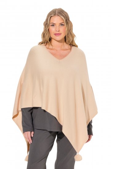 Ulla Popken Knit Pointed Hem Poncho Nature Melange - Sviitrid ja dressipluusid - 