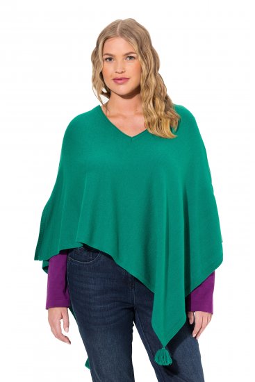 Ulla Popken Knit Pointed Hem Poncho Emerald Green - Sviitrid ja dressipluusid - 