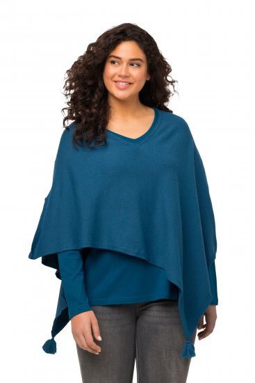 Ulla Popken Knit Pointed Hem Poncho Cerulean - Sviitrid ja dressipluusid - 