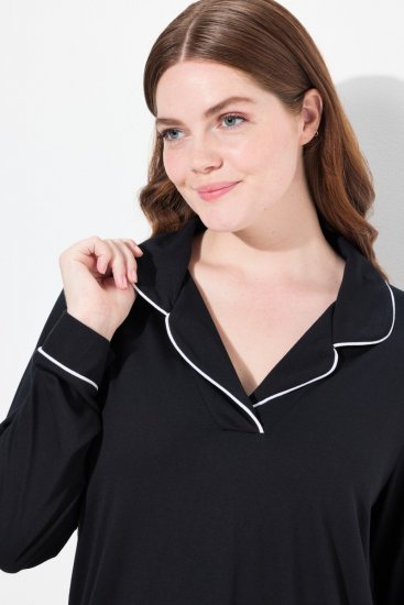 Ulla Popken 823030 Särgikraega pidžaama Must - Pidžaama/Loungewear - 