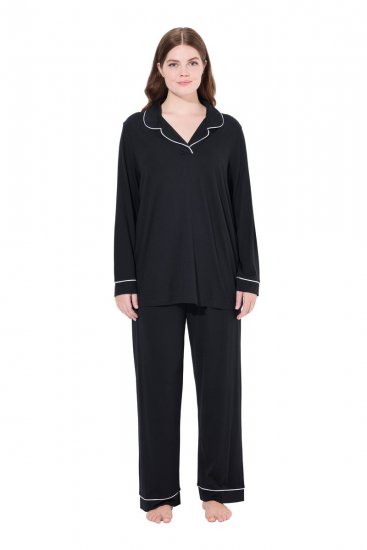 Ulla Popken 823030 Särgikraega pidžaama Must - Pidžaama/Loungewear - 