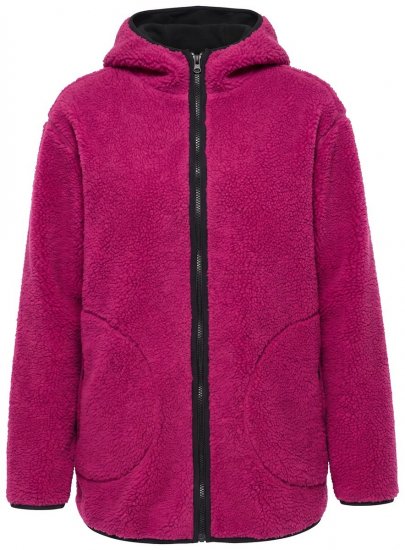 Ulla Popken 823371 Kapuutsi ja tepitud taskutega teddyjope Fuksia - Fleece riided - 