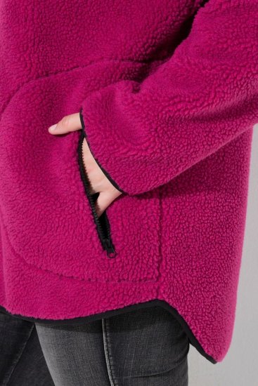 Ulla Popken 823371 Kapuutsi ja tepitud taskutega teddyjope Fuksia - Fleece riided - 