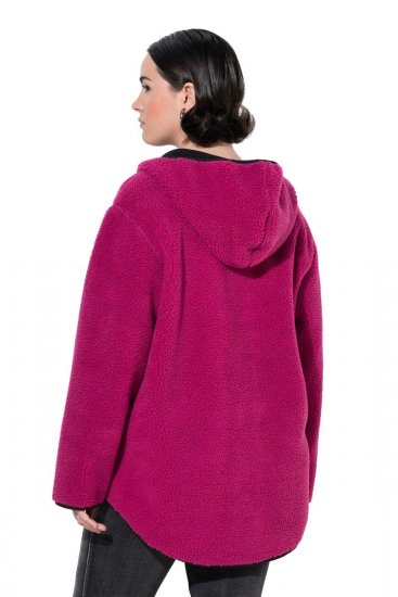 Ulla Popken 823371 Kapuutsi ja tepitud taskutega teddyjope Fuksia - Fleece riided - 