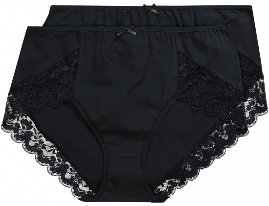 Ulla Popken 824106 Pitsiga aluspüksid 2 tk Must - Aluspüksid - 