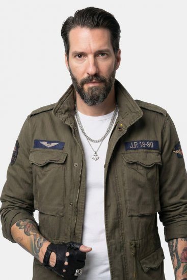 JP1880 Field Jacket with Badges Vintage Look TALL Moss Green - TALL jakid ja joped - TALL jakid pikkadele meestele