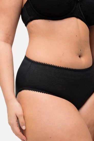 Ulla Popken 825790 Pitsiga lillelised aluspüksid Must - Aluspüksid - 
