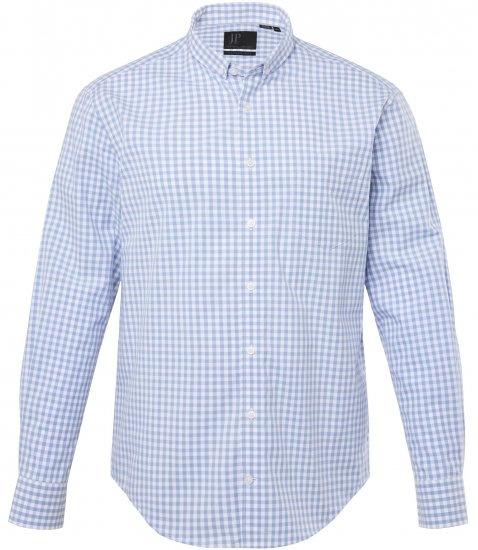 JP1880 Modern Fit Button-Down Collar Long Sleeve Check Shirt Light Blue - Särgid - Meeste suured särgid 2XL – 8XL